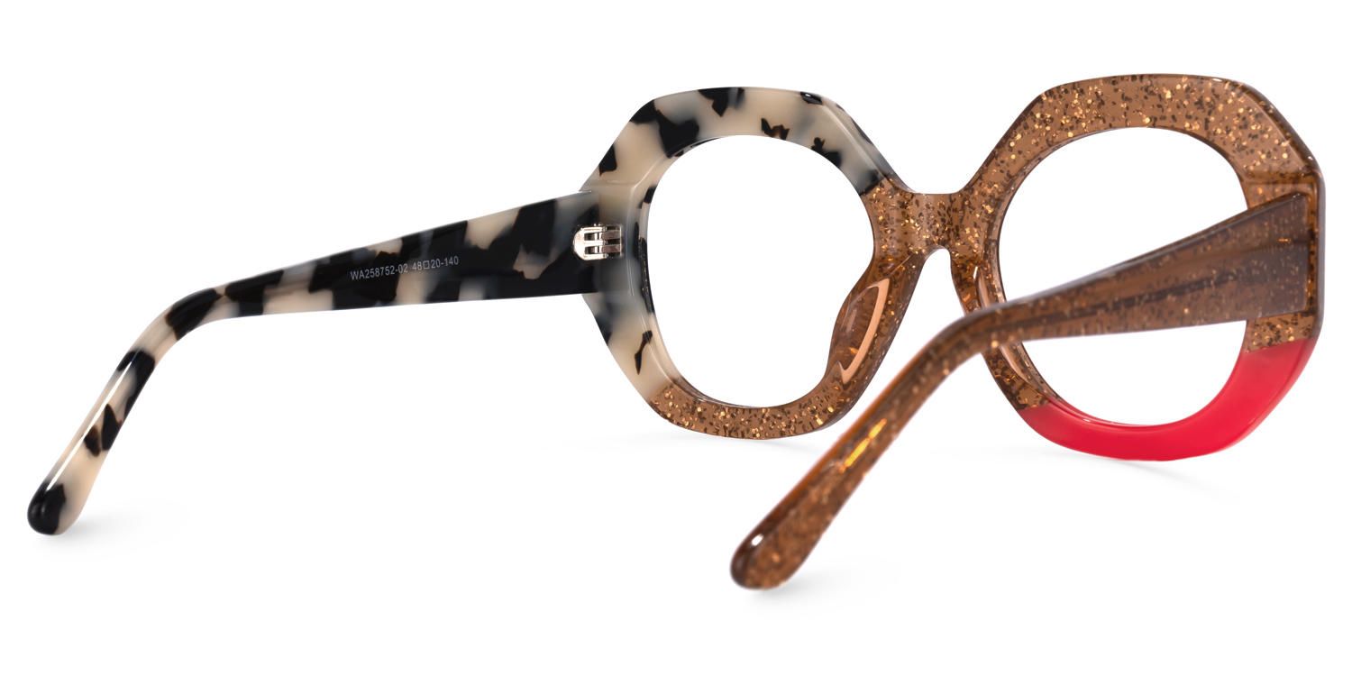 Karida - Geometric Shiny/Gold Eyeglasses | Vooglam Side View