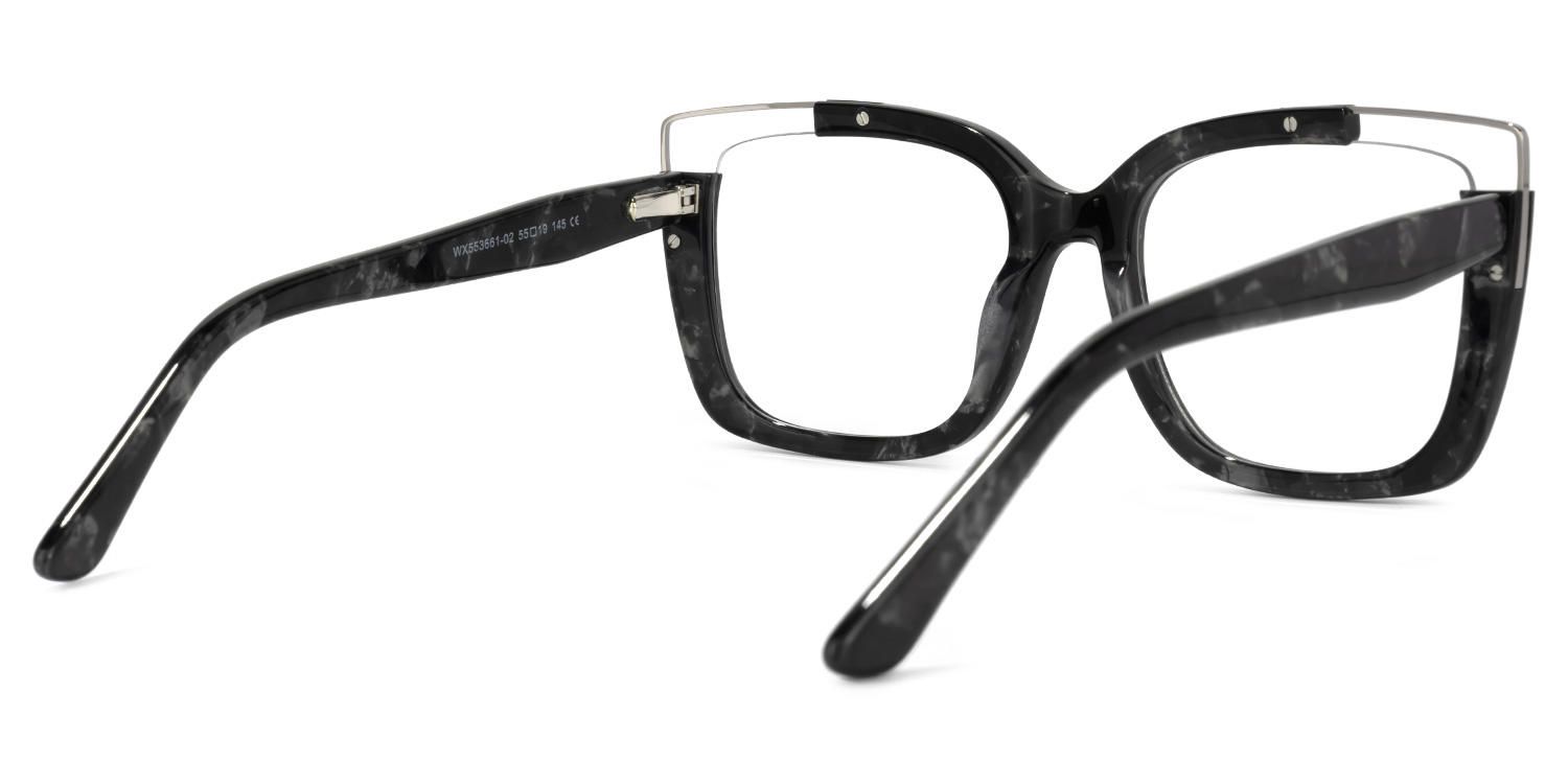 Angelia - Square Black Eyeglasses by Vooglam - Side View