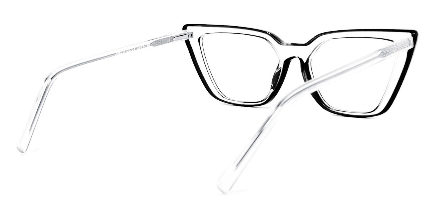 Lyuba - Bold Minimalism Rectangle Black Glasses by Vooglam - Side View