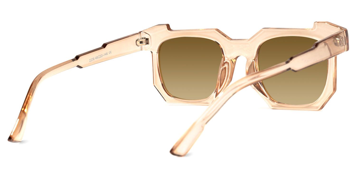Geometric Champagne Sunglasses | Vooglam.com Side View