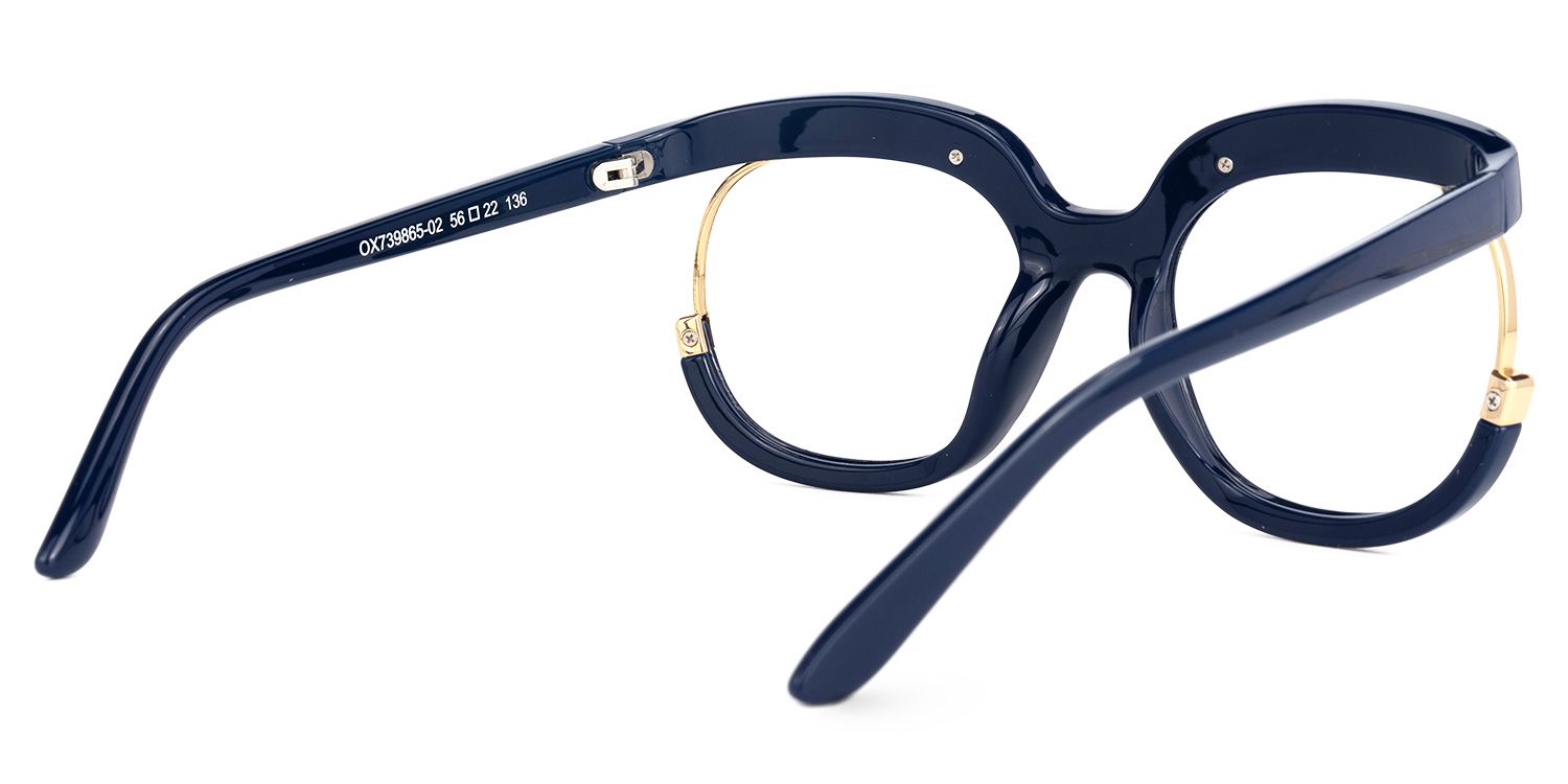 Fredia - Dark Blue Avant-Garde Frame Glasses by Vooglam - Side View