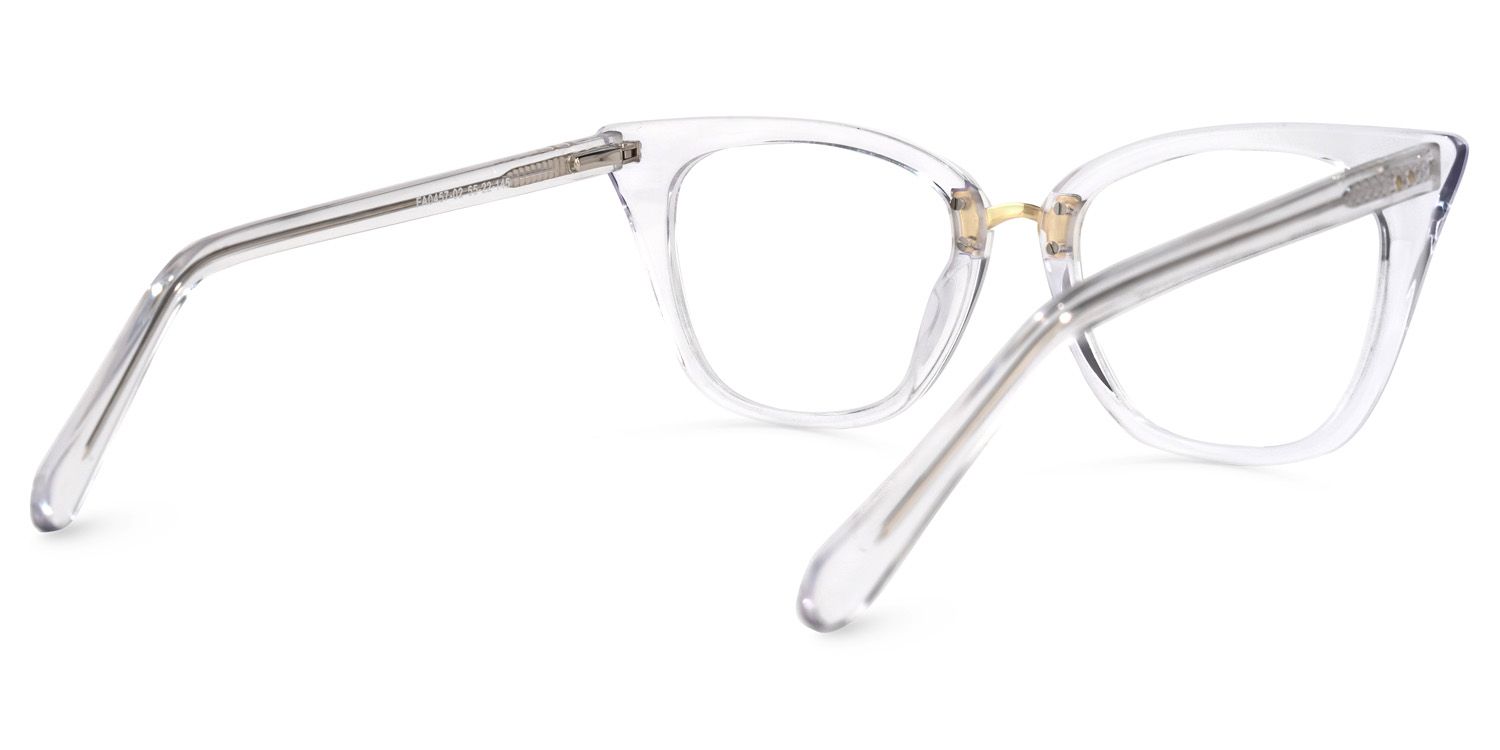 Tallulah - Crystal Clear Cat Eye Glasses | Vooglam Side View