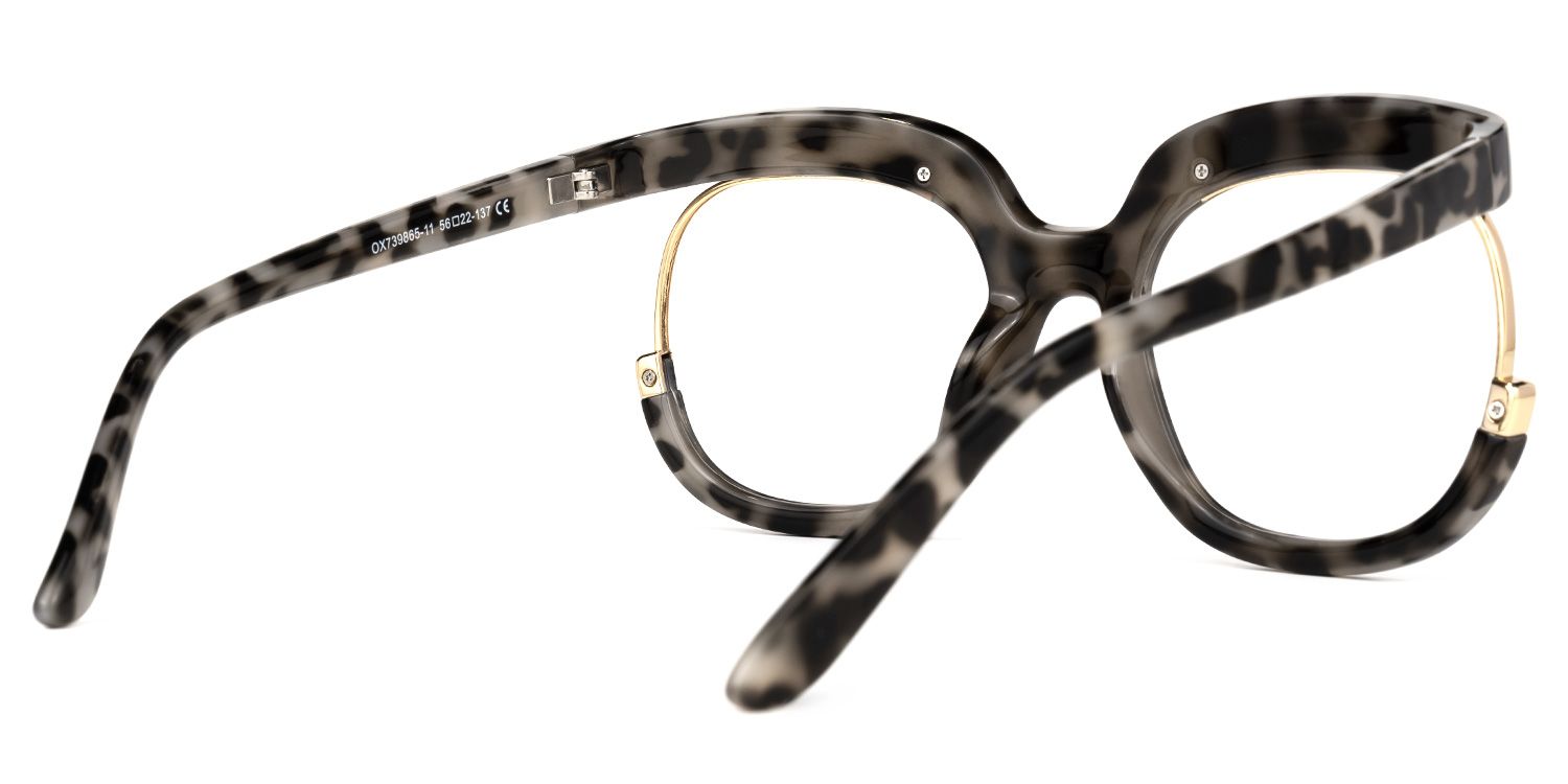 Fredia - Leopard Print Glasses with Gold Detail by Vooglam - Side View