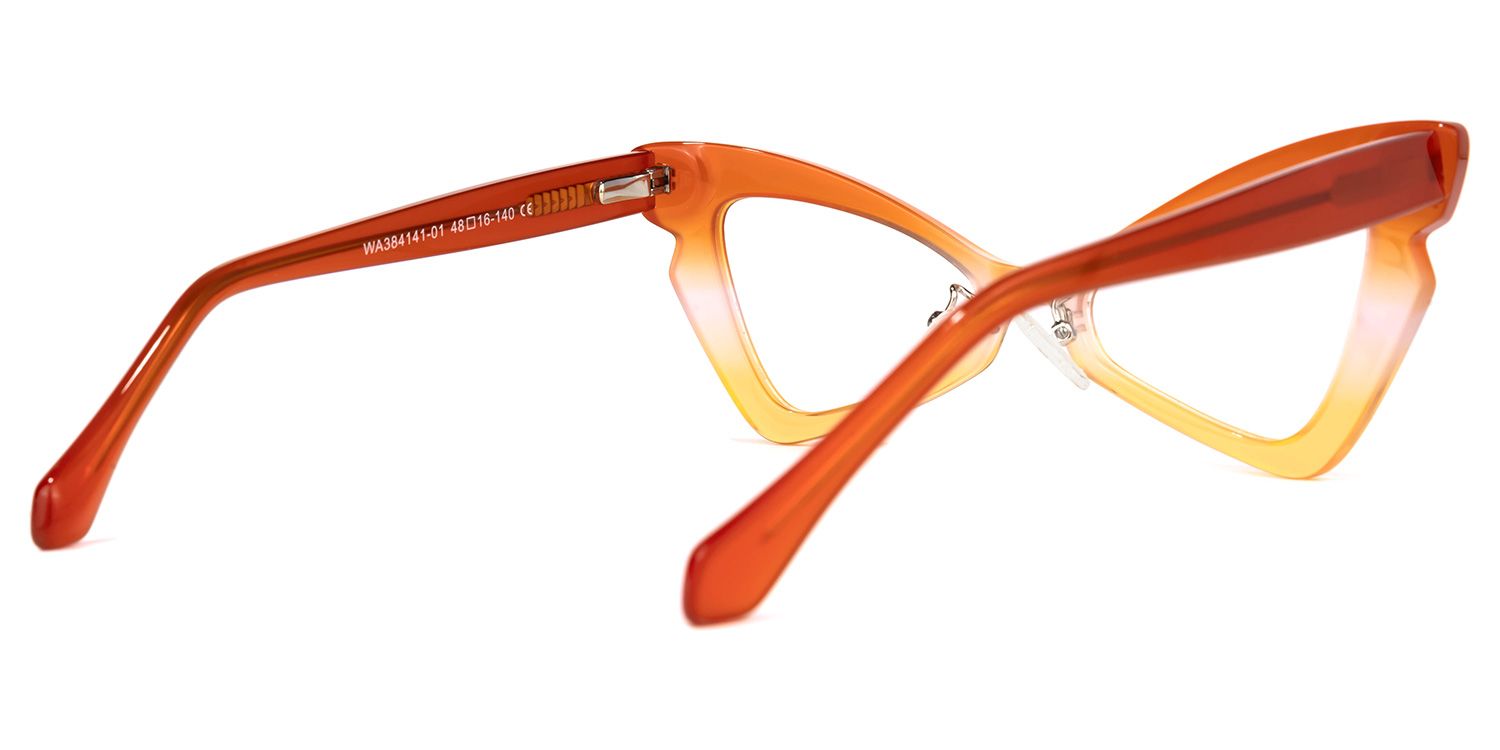 Immy - Geometric Orange Eyeglasses | Vooglam Side View