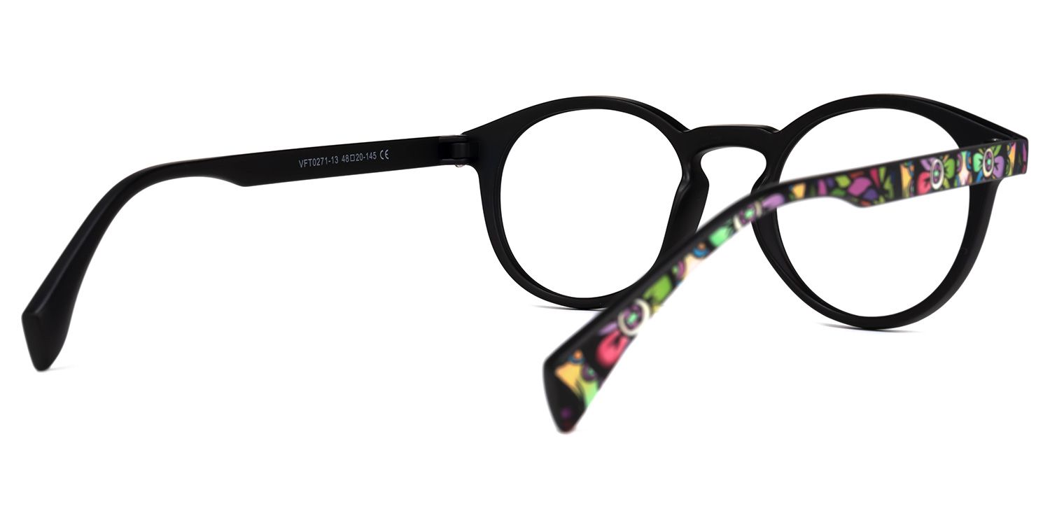 Minnie - Round Floral Eyeglasses│Vooglam Side View