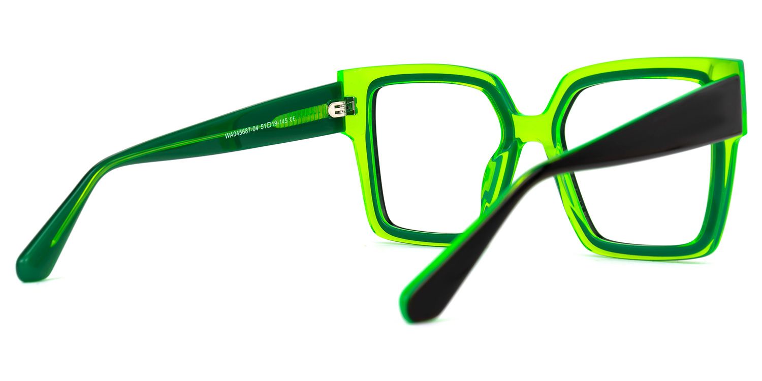 Huffman - Square Green Eyeglasses | Vooglam Side View