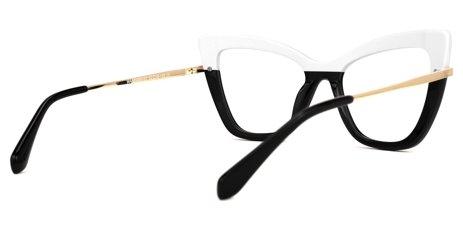 Lunsford - Cat Eye White/Black Two-tone Eyeglasses | Vooglam Side View