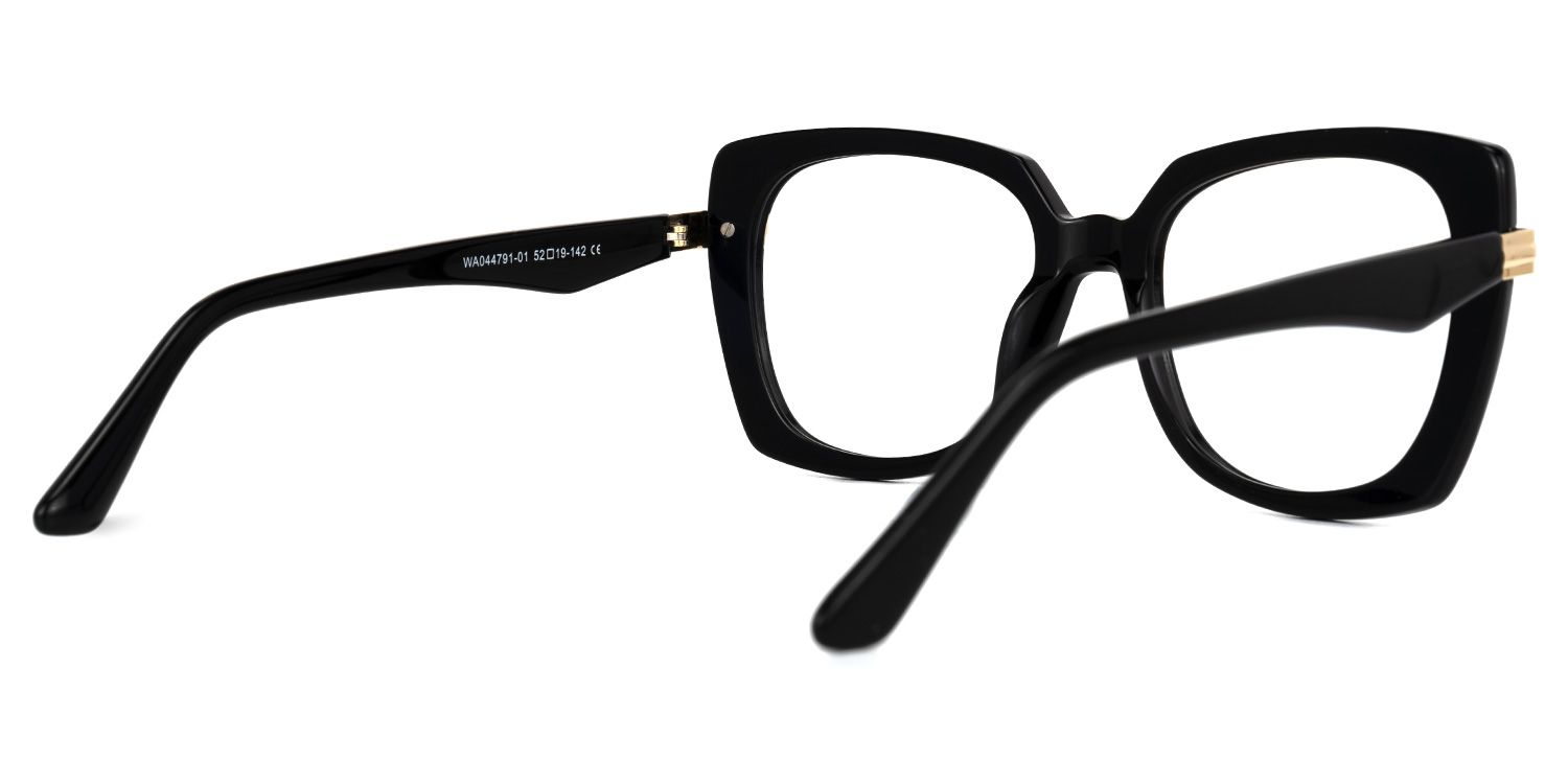 Broderick - Square Black Eyeglasses | Vooglam Side View