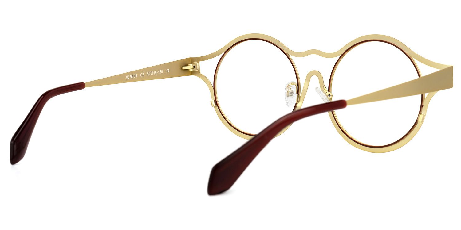 Ailin - Round Gold Eyeglasses by Vooglam - Side View