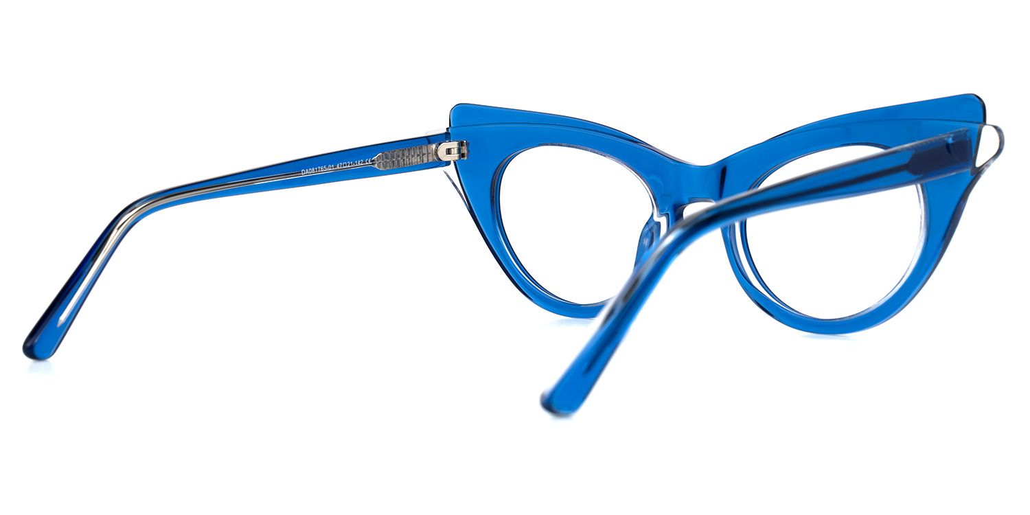 Debra - Cat Eye Blue Eyeglasses | Vooglam Side View