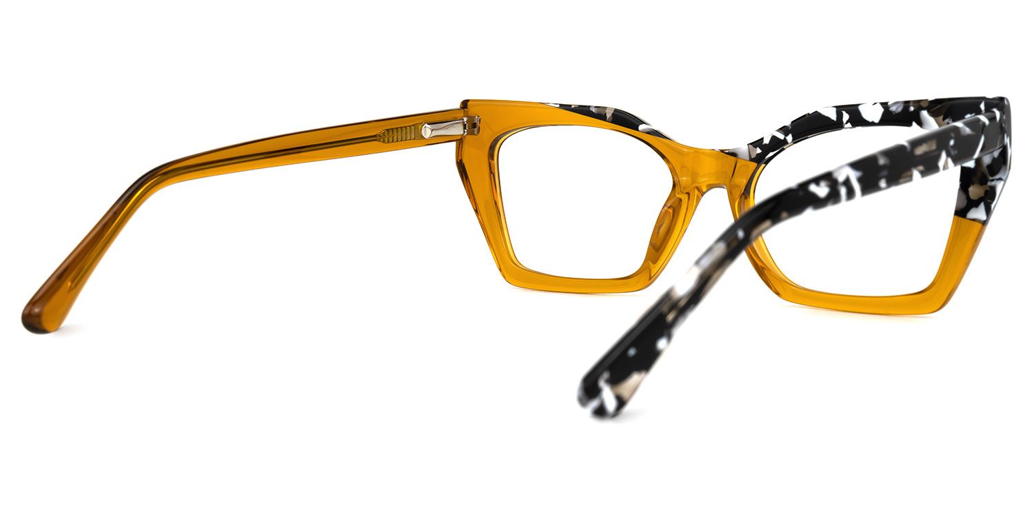 Kirsten - Rectangle Yellow/Tortoise Two-tone Eyeglasses | Vooglam Side View