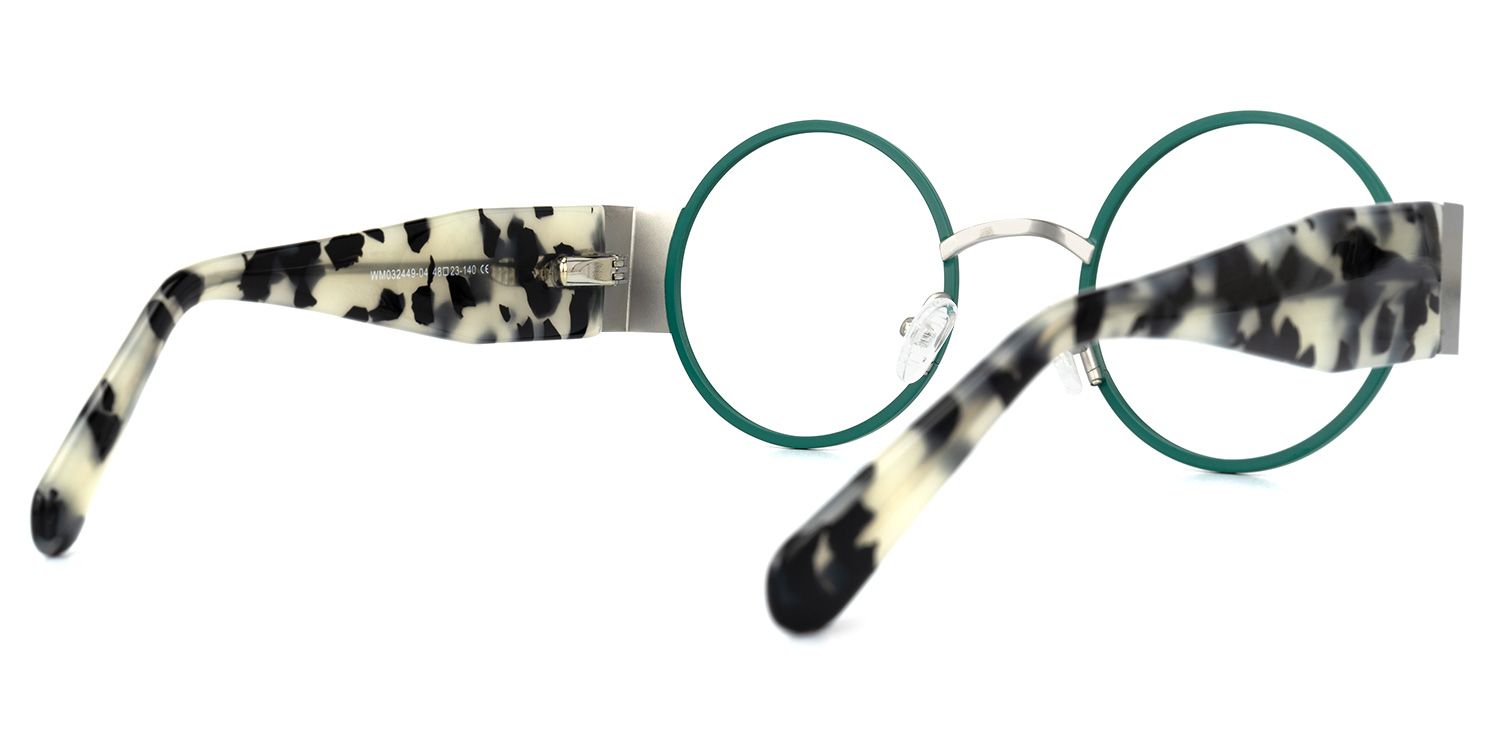 Ceballos - Round Green Eyeglasses | Vooglam Side View