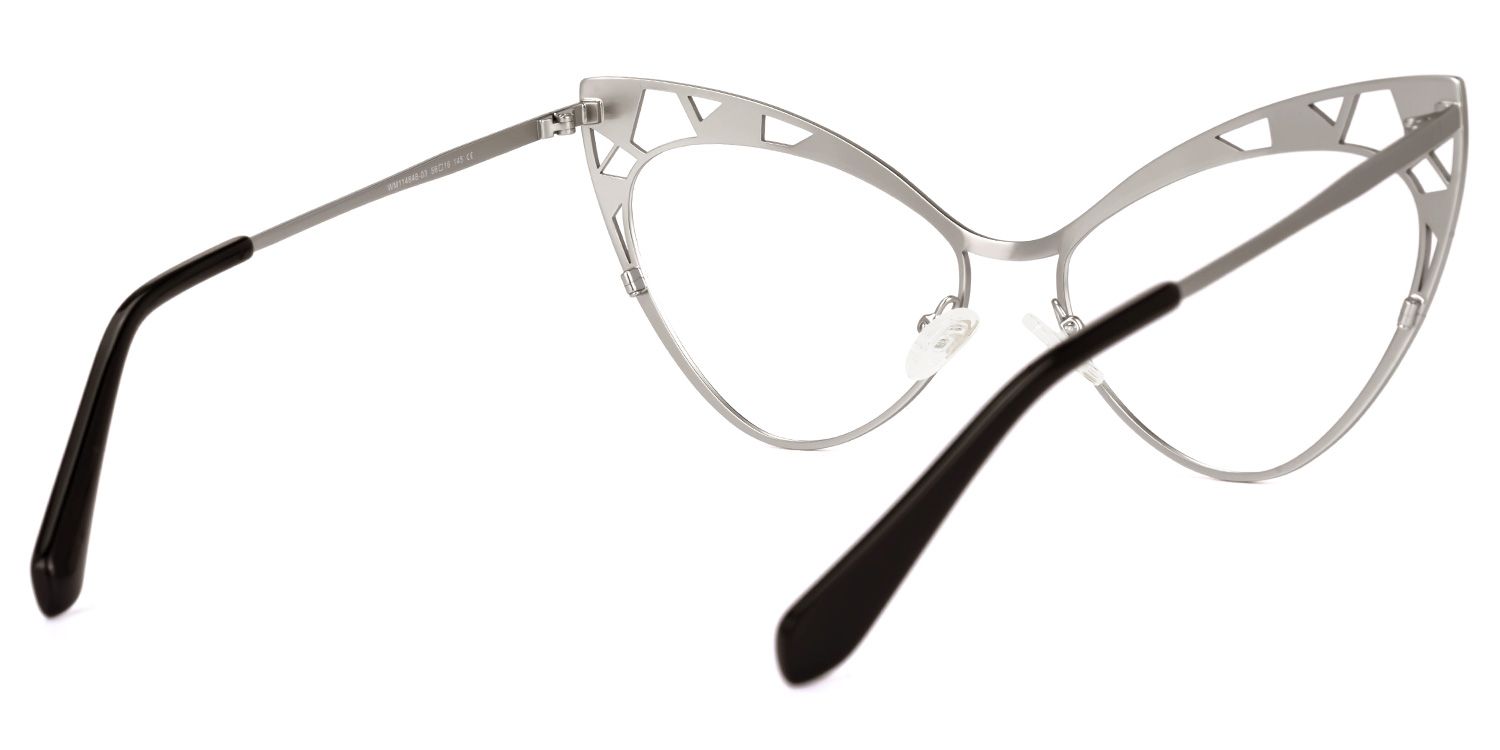 Idaliz - Cat Eye Silver Eyeglasses | Vooglam Side View
