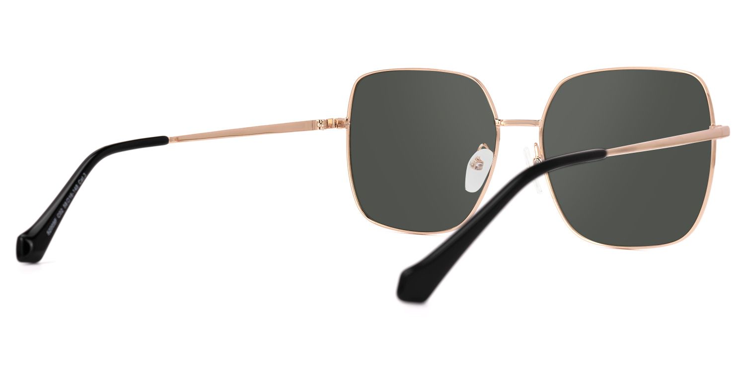 Aamina - Square Gold Sunglasses | Vooglam Side View