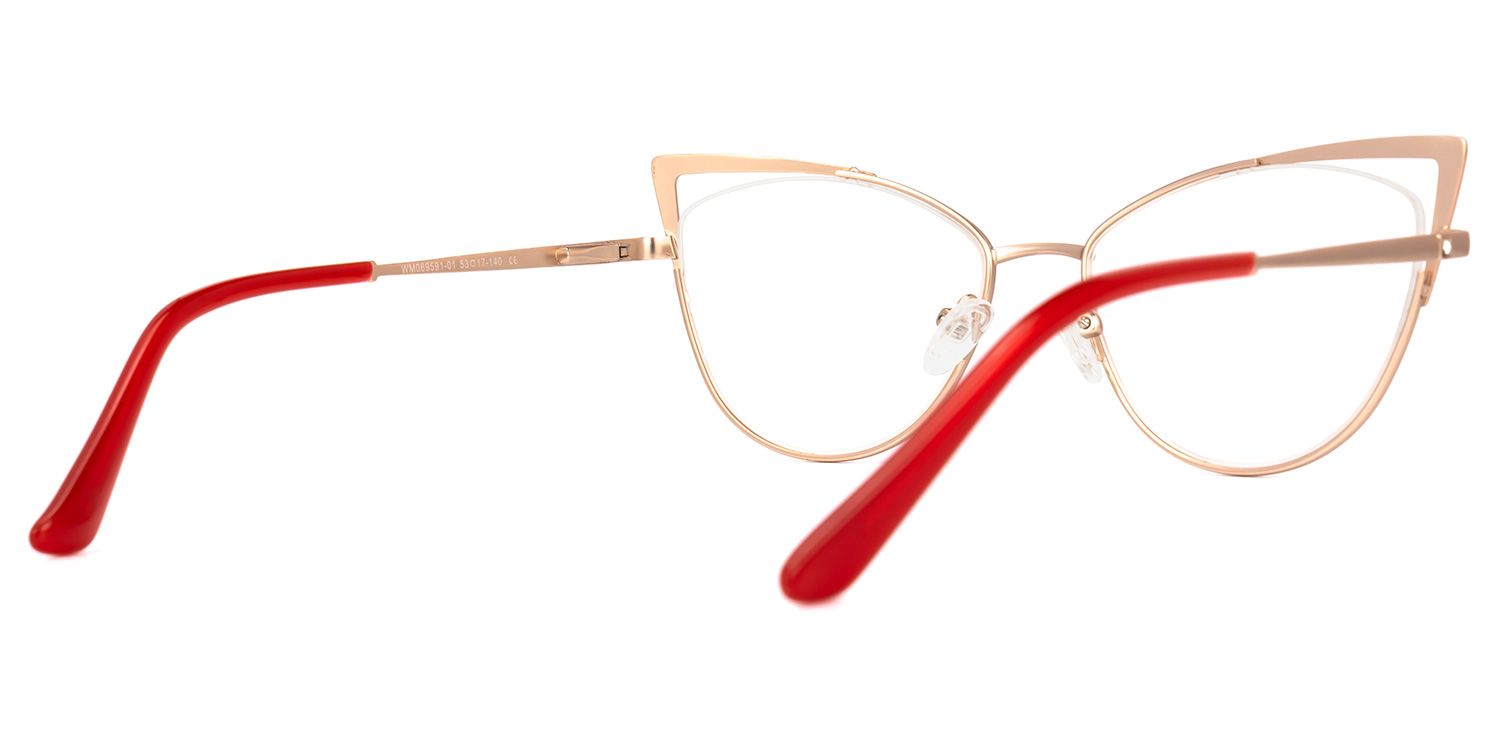 Abarne - Cat Eye Red Eyeglasses | Vooglam Side View