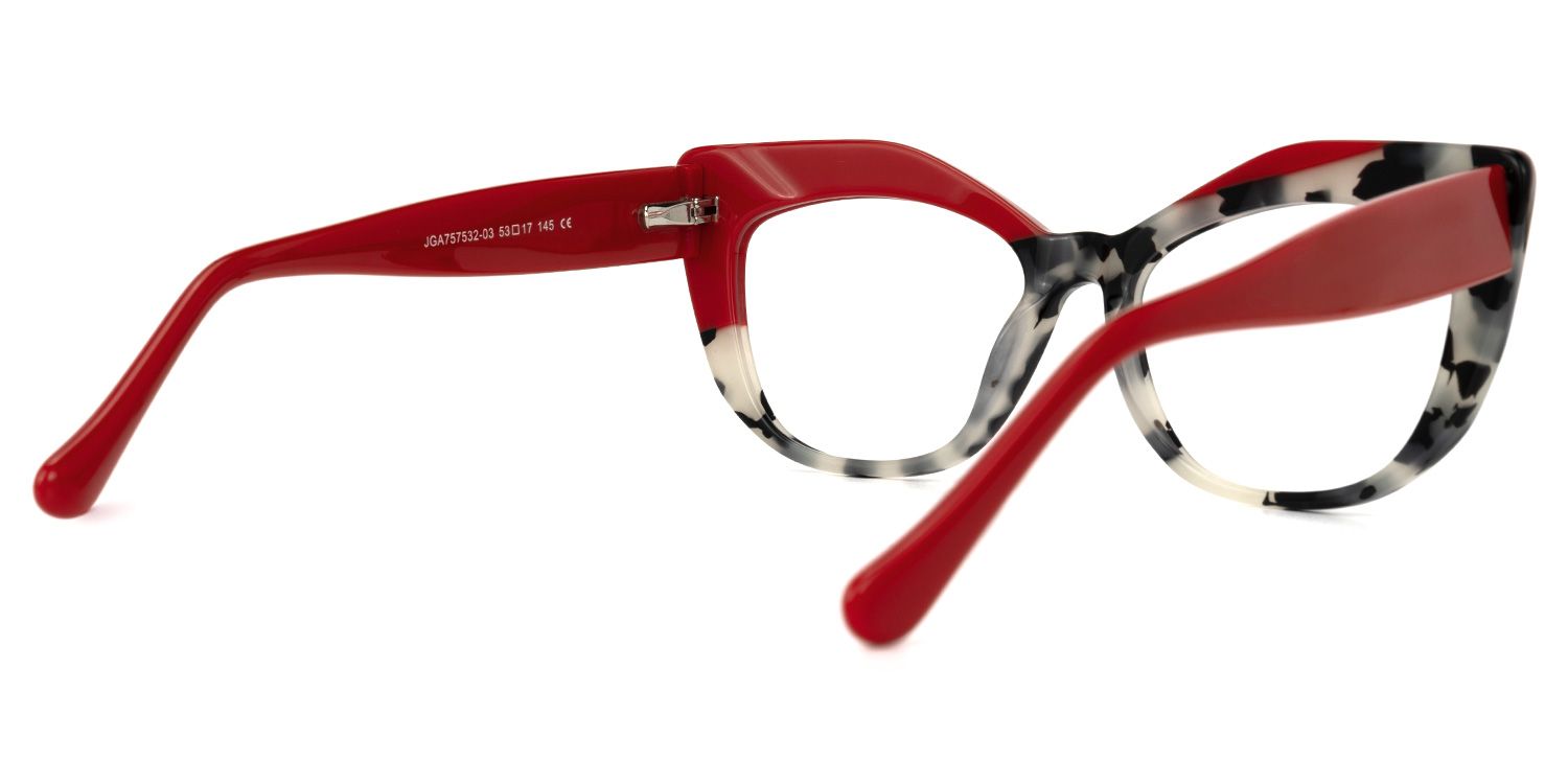 Marian - Geometric Red Eyeglasses | Vooglam Side View