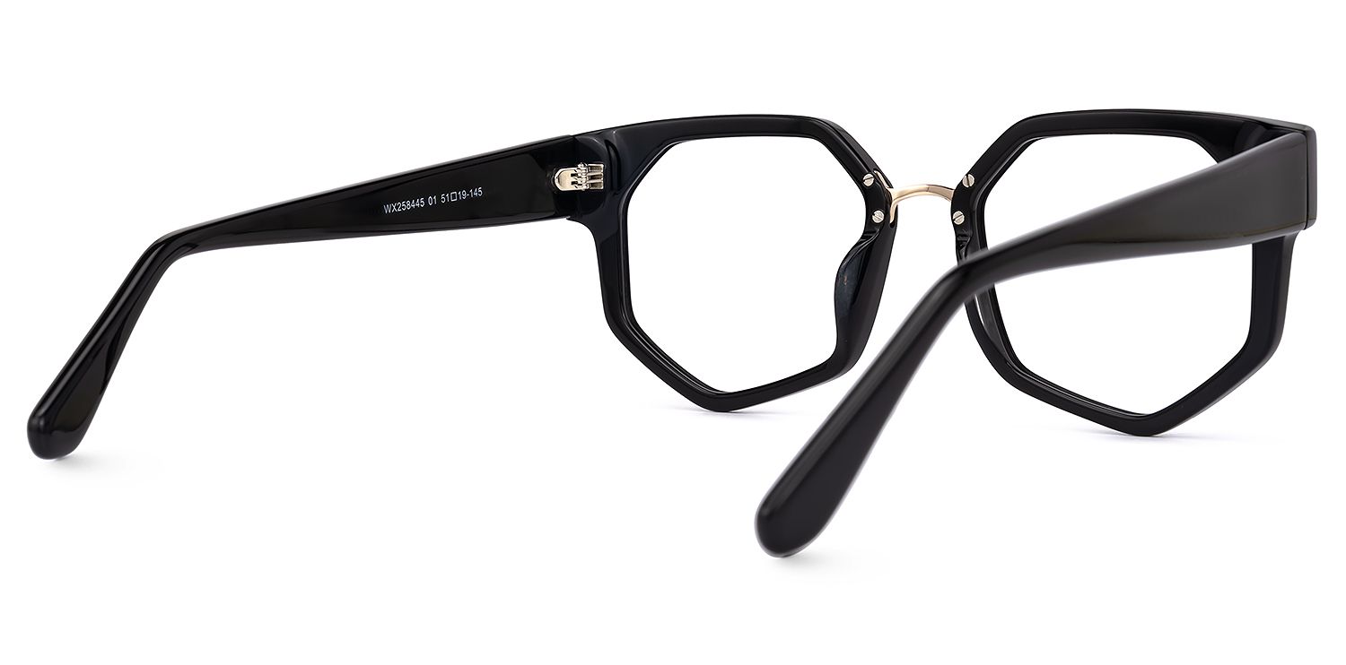 Cornelius - Geometric Black Eyeglasses by Vooglam - Side View