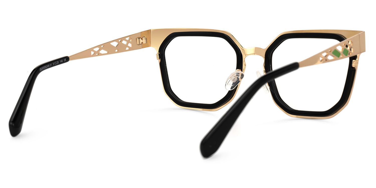 Adelia - Geometric Black Eyeglasses | Vooglam Side View