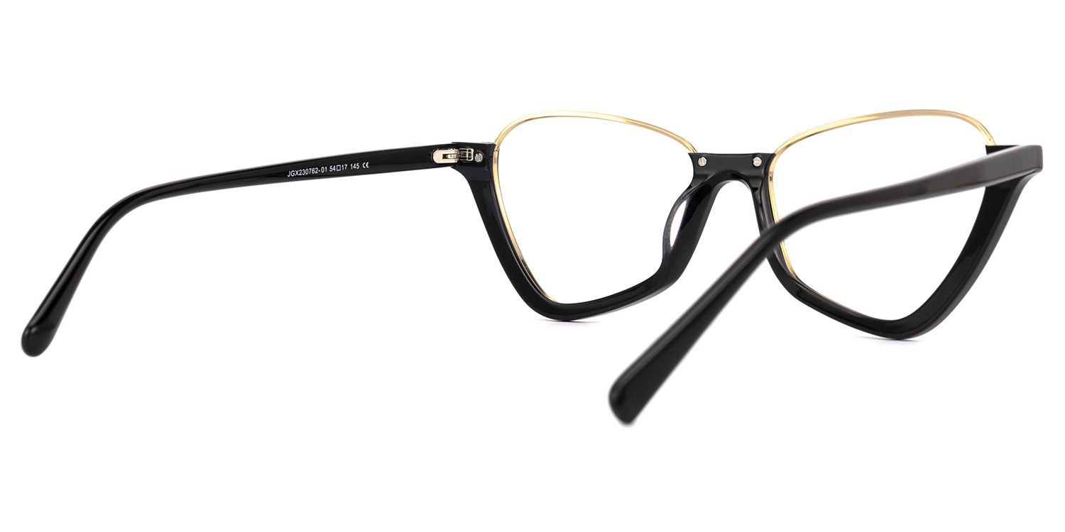 Adelio - Geometric Black Eyeglasses | Vooglam Side View