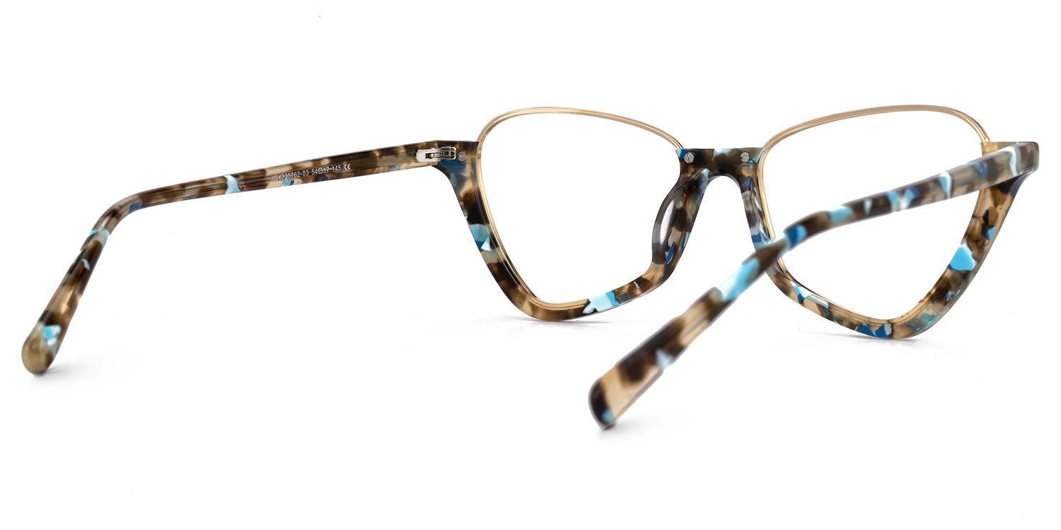 Adelio - Geometric Blue/Tortoise Eyeglasses | Vooglam Side View