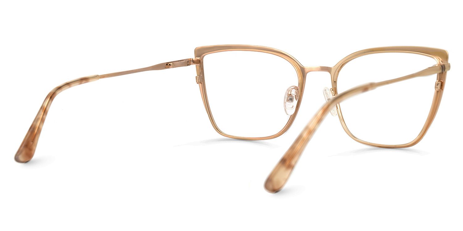 Adeliza - Rectangle Brown Eyeglasses | Vooglam Side View