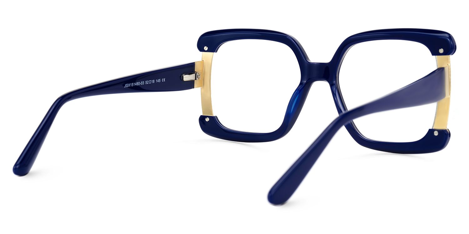 Adelphie - Square Blue Eyeglasses | Vooglam Side View