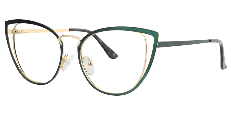 Georgia - Cat Eye Green Glasses│Vooglam Front View