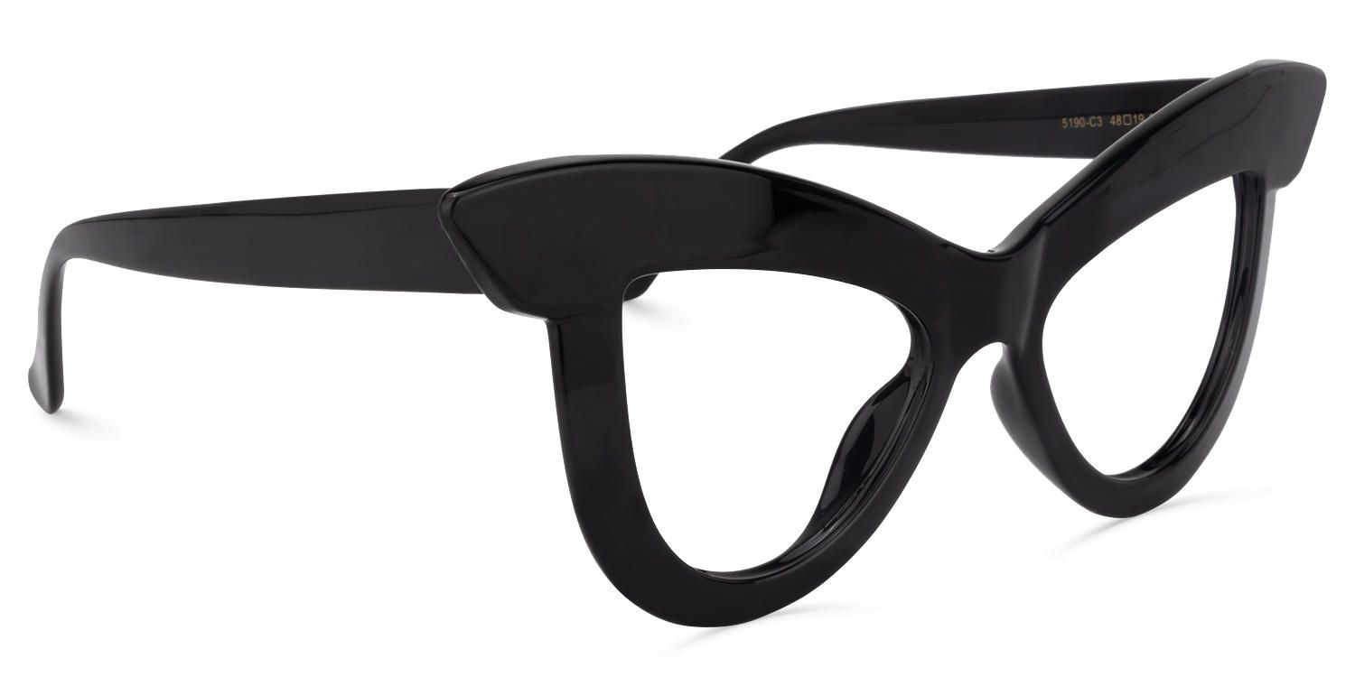 Cat Eye Black Eyeglasses by Vooglam.com - Product View 5