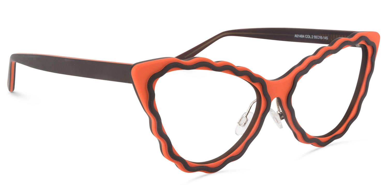 Cat Eye Orange Eyeglasses by Vooglam.com - Product View 5