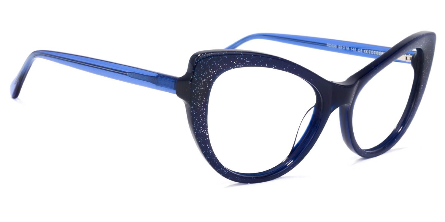 Cat Eye Dark/Blue Eyeglasses by Vooglam.com - Product View 5