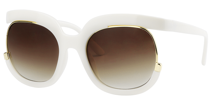 Chic Round White Sunglasses│Vooglam Sunglasses Online Front View