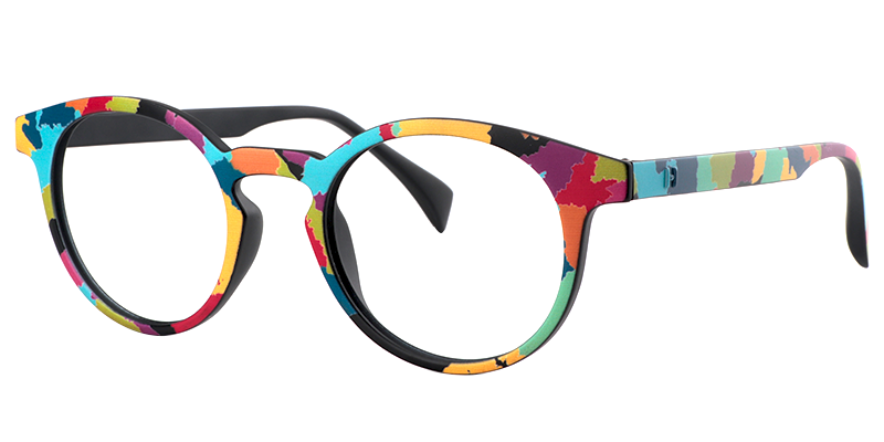 Minnie - Funky Artsy Multicolored Eyeglasses Oval Shape | Vooglam Front View