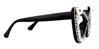 April - Glitter Black Cat Eye Glasses | Vooglam Side View