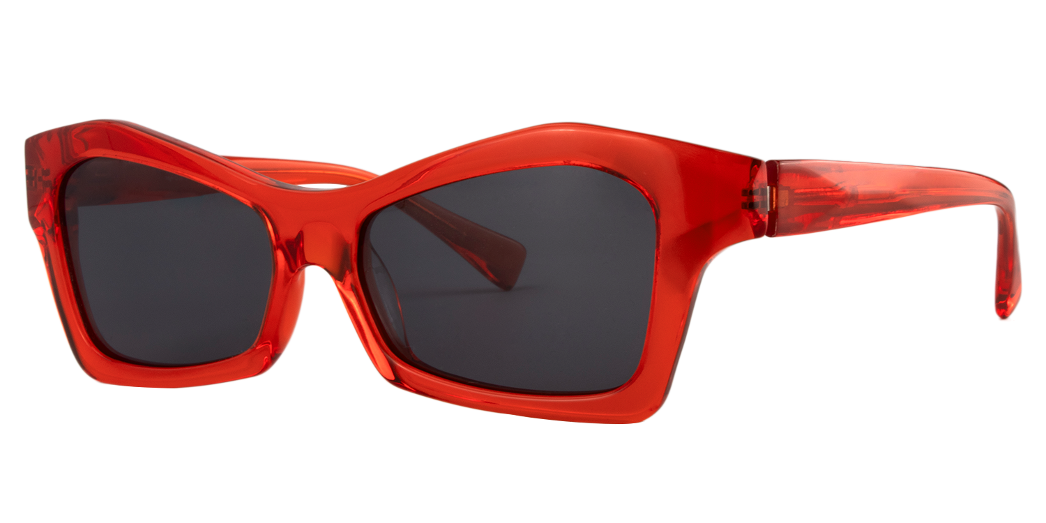 Translucent Geometric Red Sunglasses│Vooglam Sunglasses Online Side View