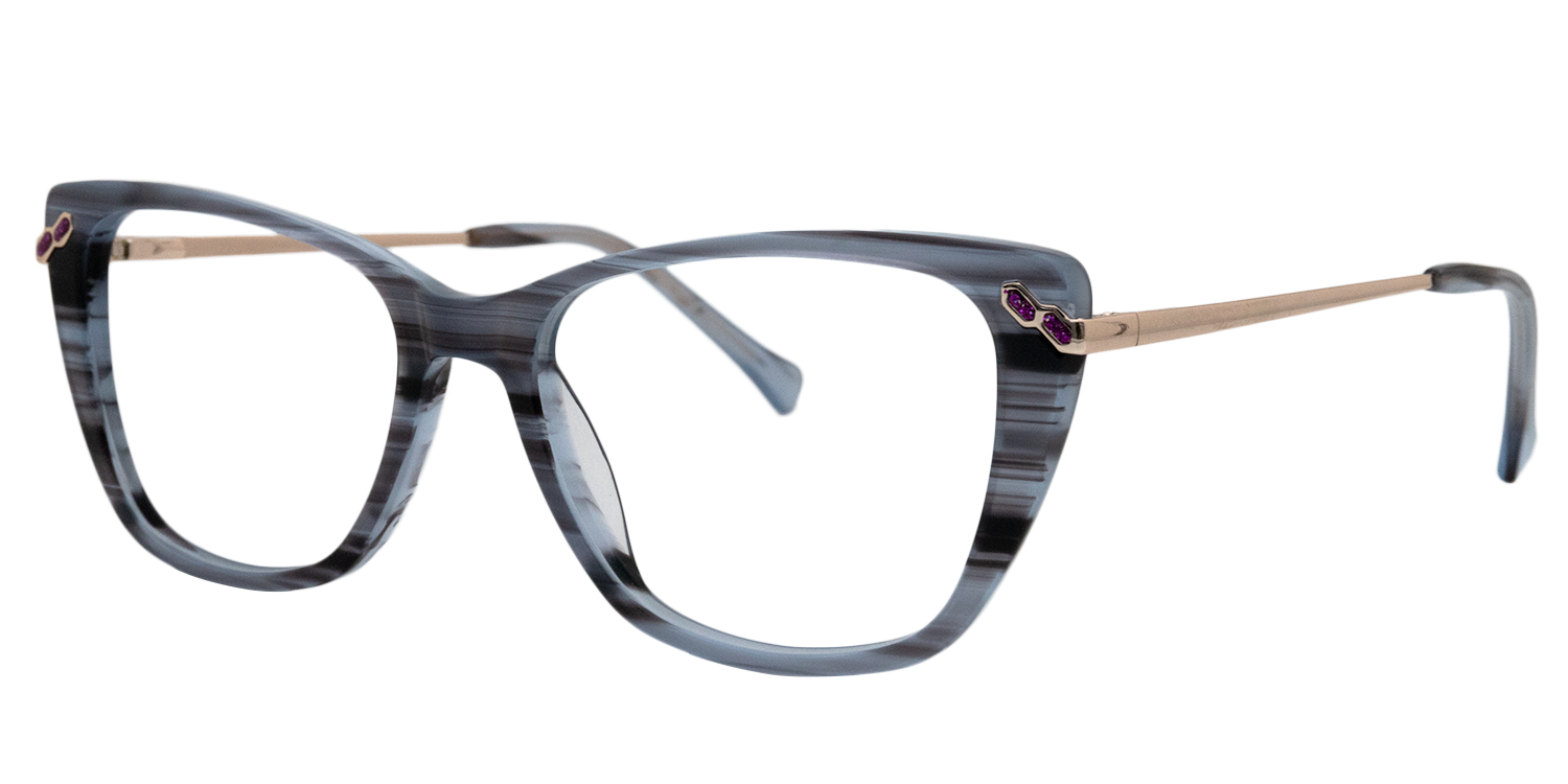 Monica Rectangle Blue/Floral Eyeglasses - 3