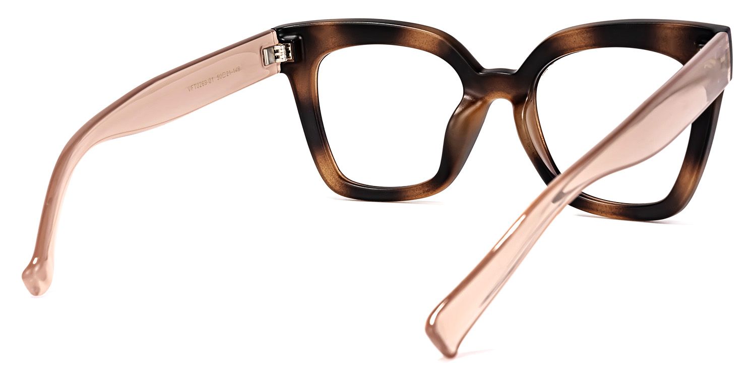 Naila - Bold Square Tortoise Pattern Eyeglasses │ Vooglam - Side View