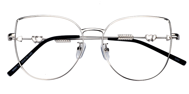 Angela Silver Cat Eye Glasses - 1