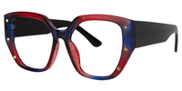 Geometric Blue/Red Eyeglasses | Vooglam.com Side View