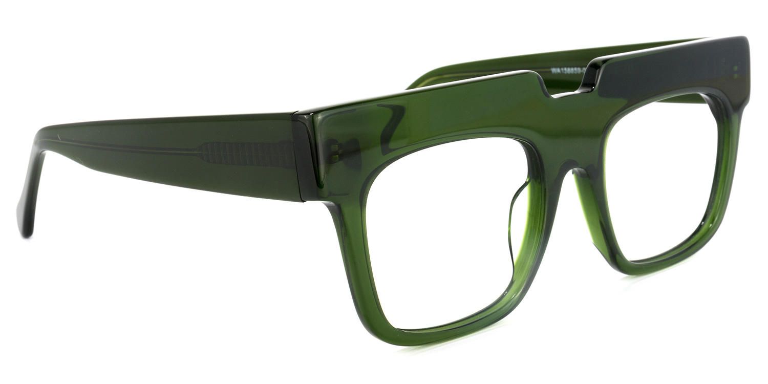Rectangle Dark/Green Eyeglasses | Vooglam.com 5