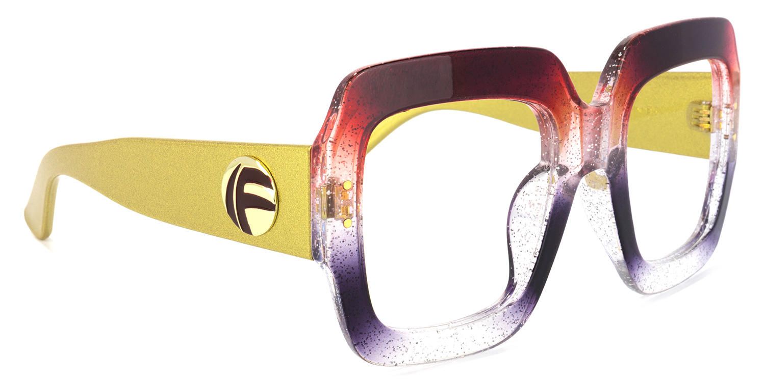 Square Wine/Red Eyeglasses by Vooglam.com - Product View 5