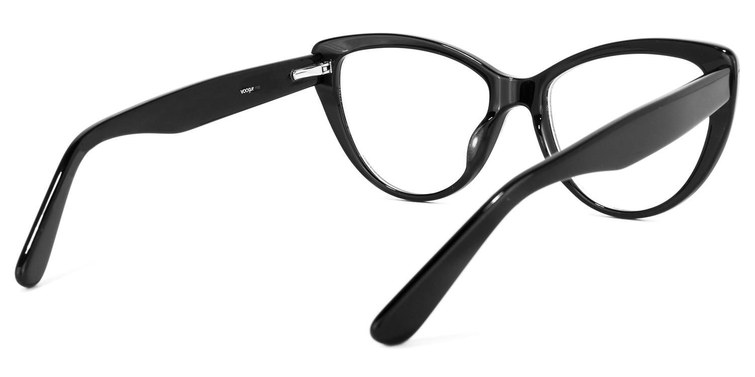 Cat Eye Black Eyeglasses by Vooglam.com - Side View