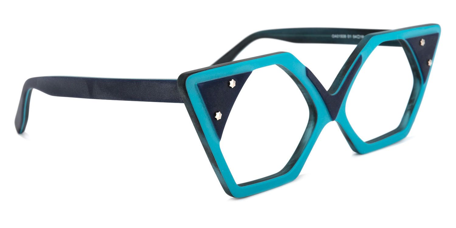 Geometric Peacock/Blue Eyeglasses | Vooglam.com 6