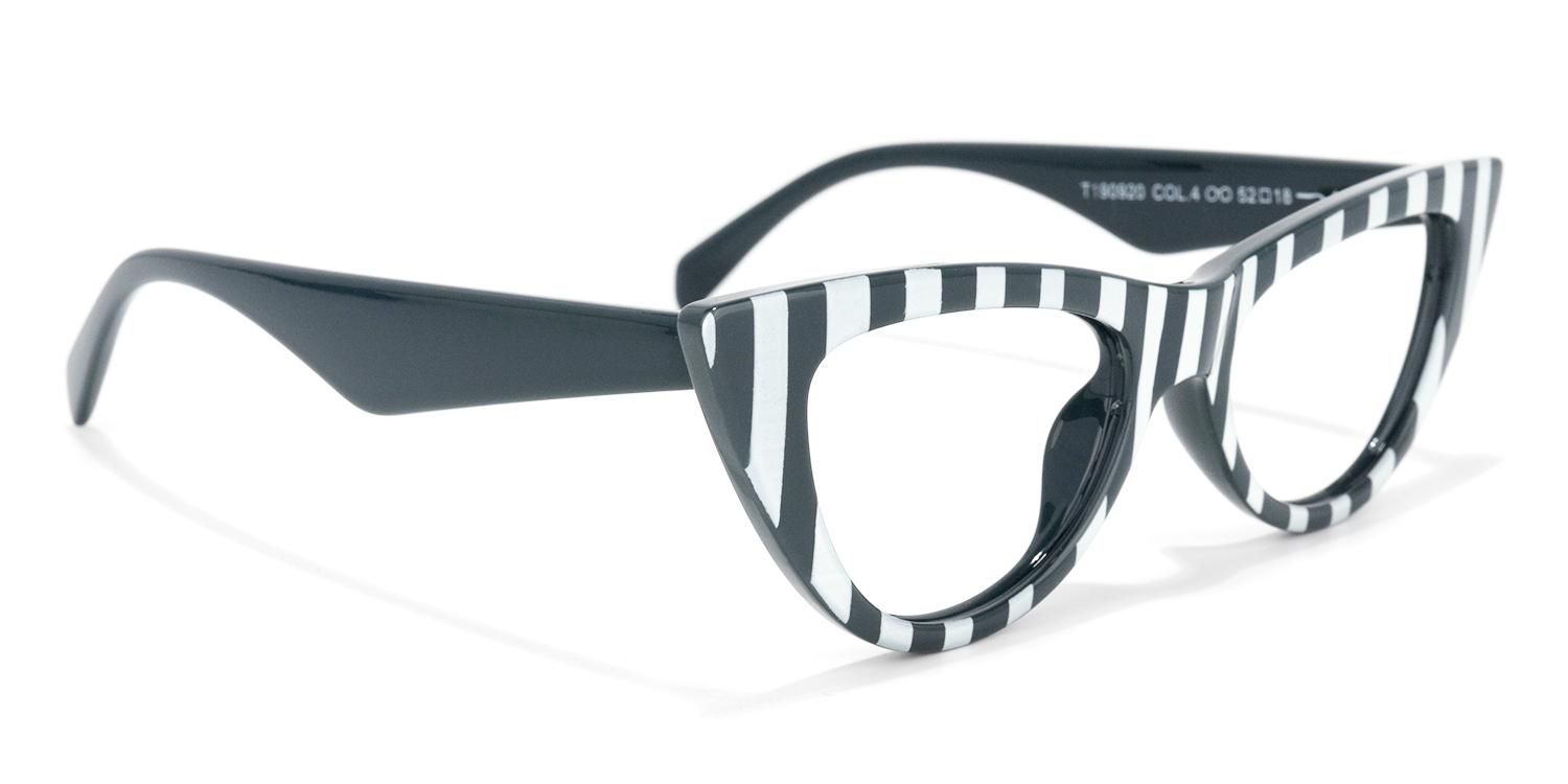 Cat Eye Grey/Stripe Eyeglasses by Vooglam.com - Product View 6