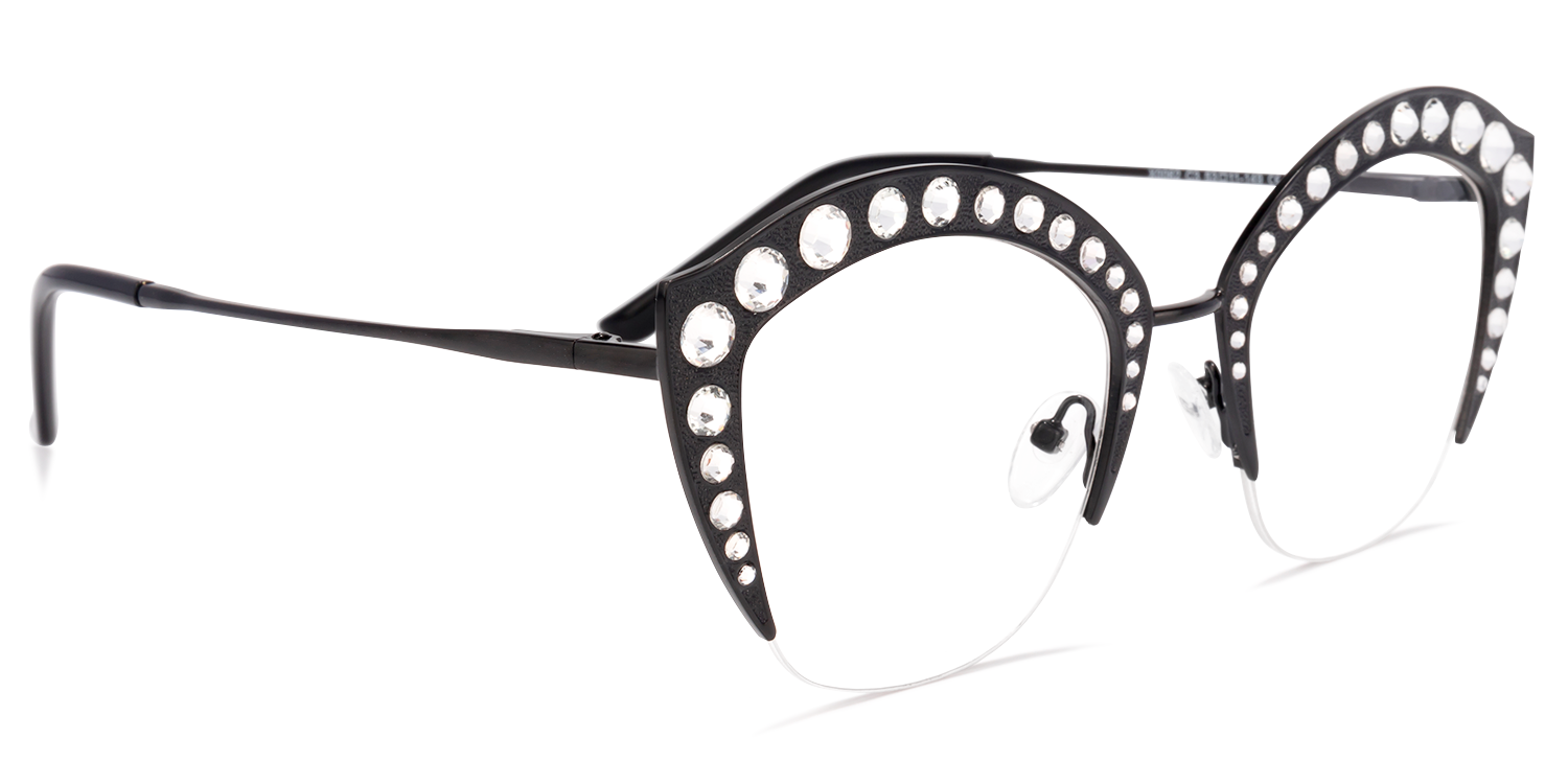 Lip-shaped Half-rim Black Eyeglasses by Vooglam.com - Product View 5