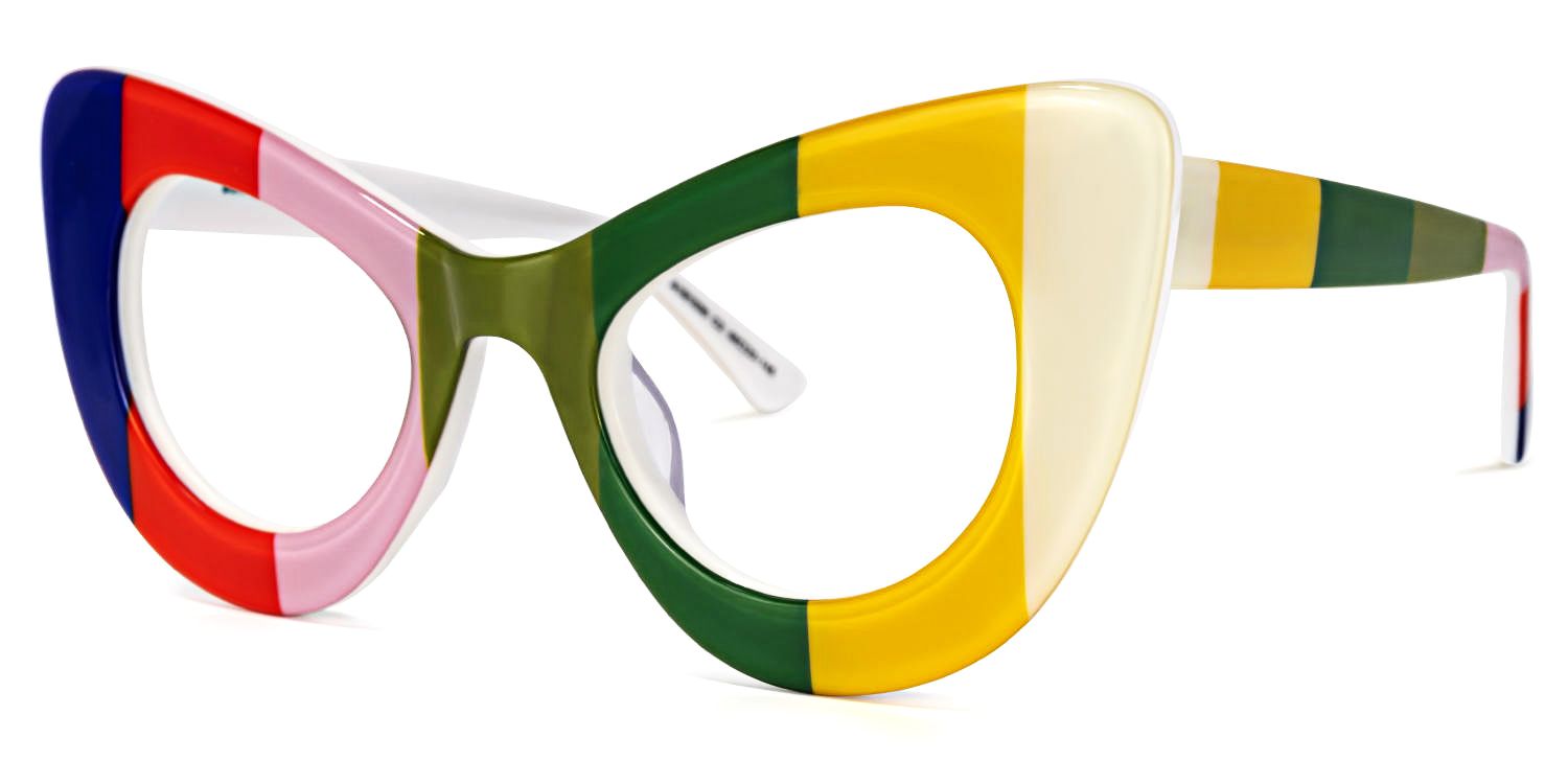 Weslie - Cat Eye Multicoloured Eyeglasses | Vooglam Front View