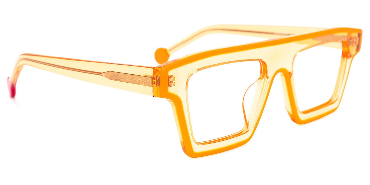 Rectangle Orange Eyeglasses by Vooglam.com - Product View 5