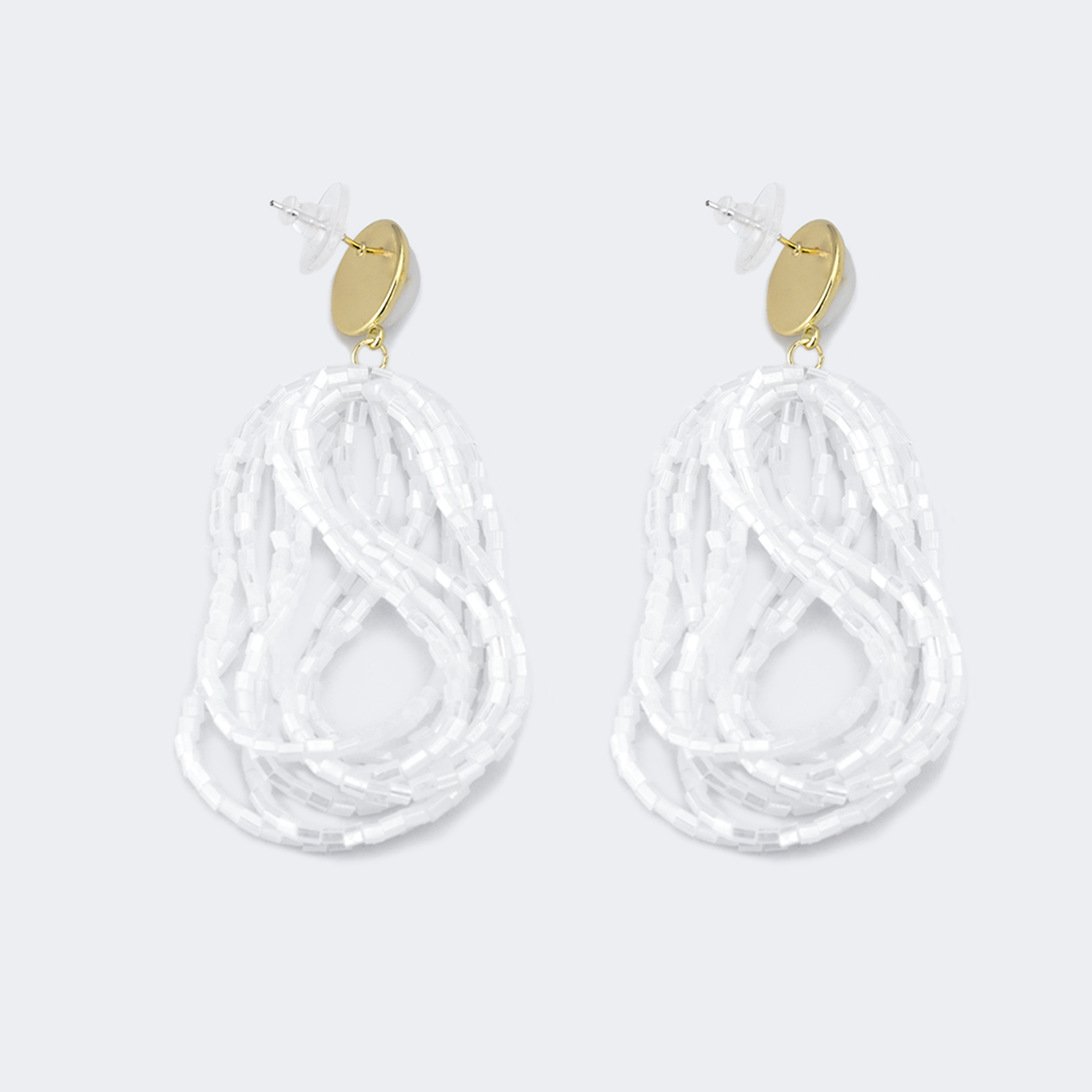 Handmade Beaded Pierced Earrings | Vooglam.com Side View