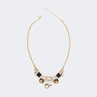 Fashionable Square Rhinestone Necklace | Vooglam.com Front View