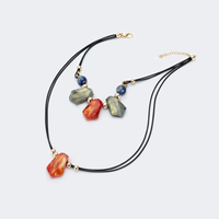Trendy Geometric Layered Necklace | Vooglam.com Side View