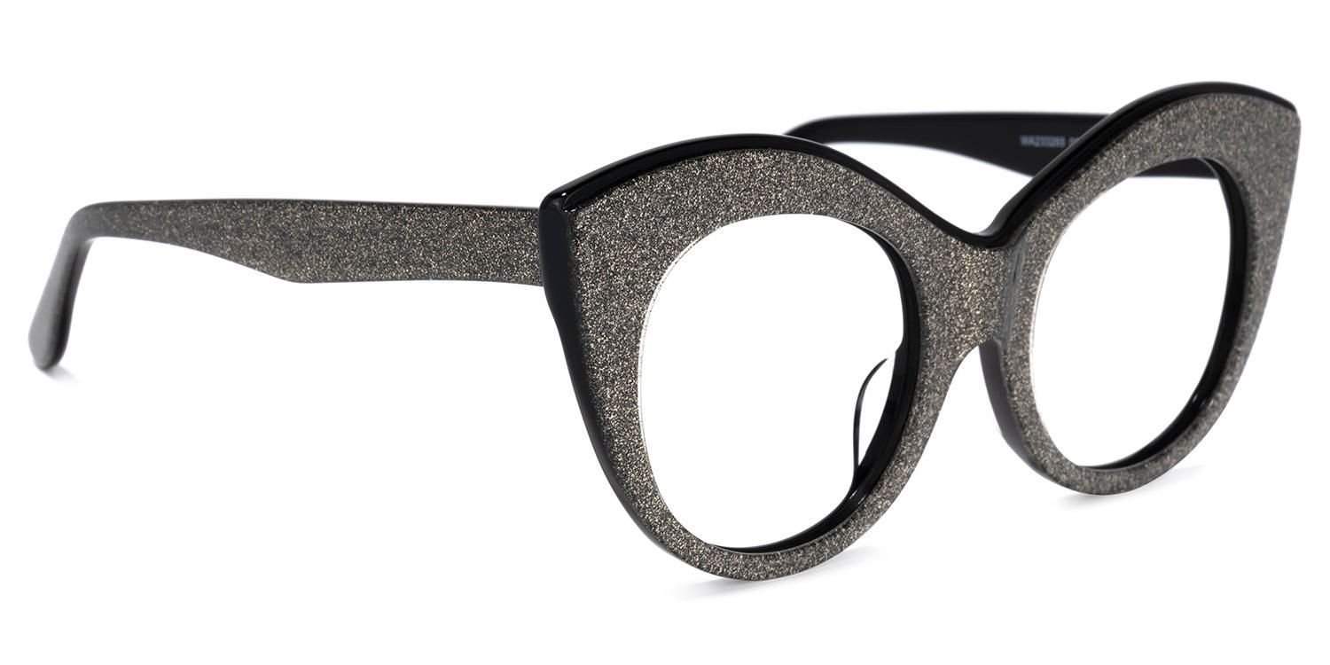 Cat Eye Black/Silver Eyeglasses | Vooglam.com 5